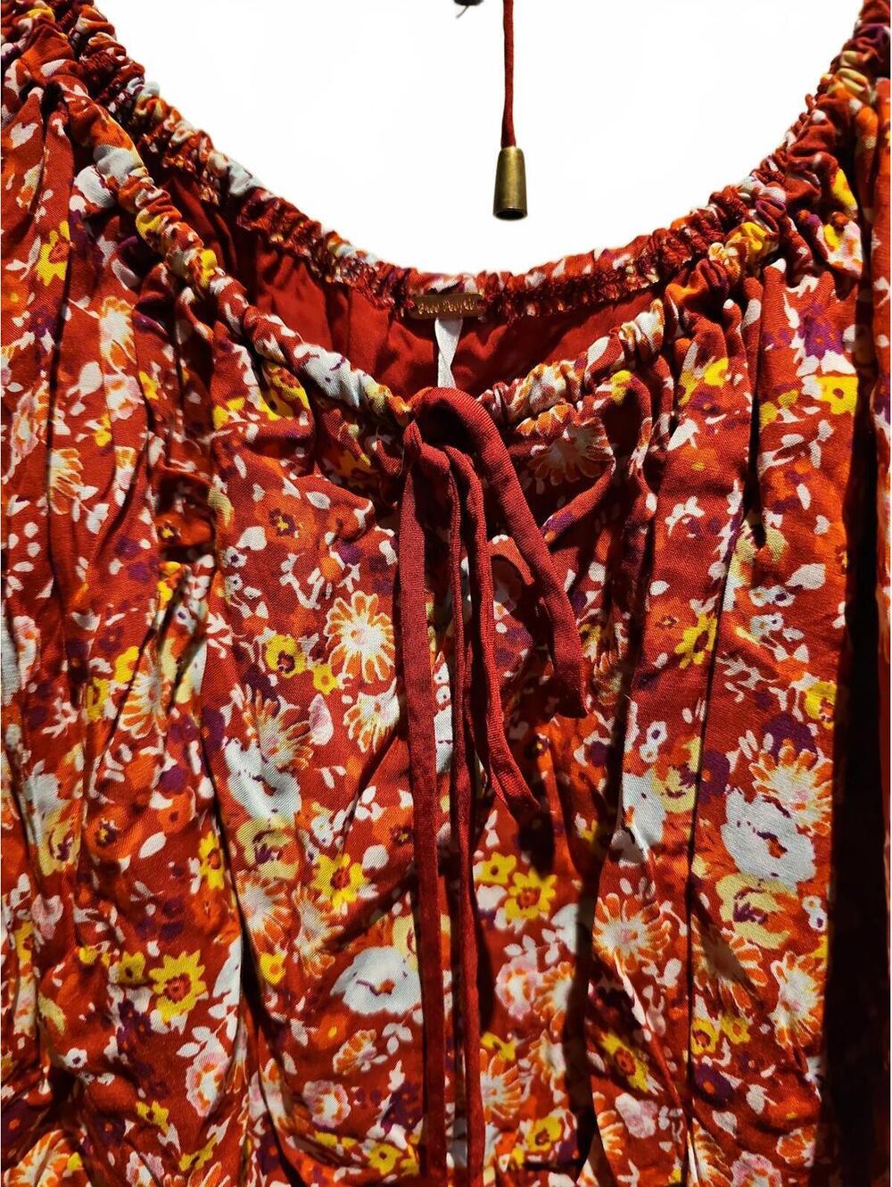 Free People Red Floral Cropped Daisy Babe Tank Small - Picture 4 of 11